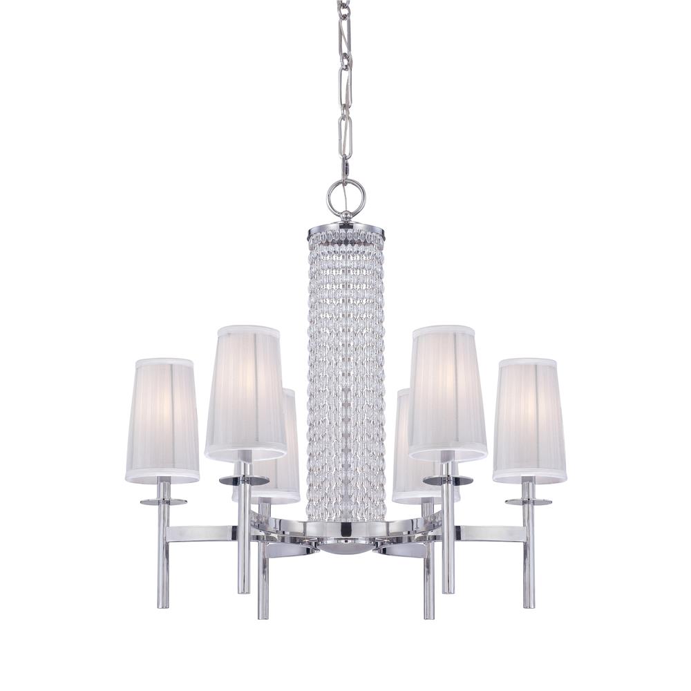 Designers Fountain 83986-CH 6 Light Chandelier in Chrome (White Opal Glass)